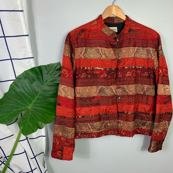 Chico's Jackets & Blazers - Chicos Striped Embroidered Jacket